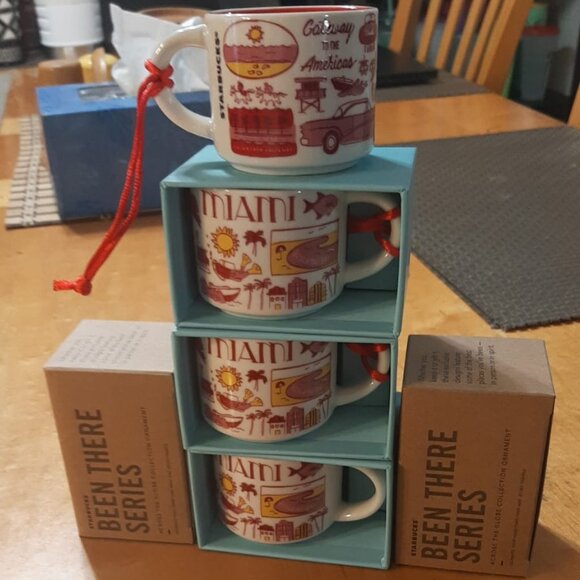 Starbucks Ornament Mug, MIAMI, « Been There » Collection, New 14 oz each - Picture 8 of 14